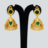 Small Premium Gold Plated Ruby Green Mango Jhumka