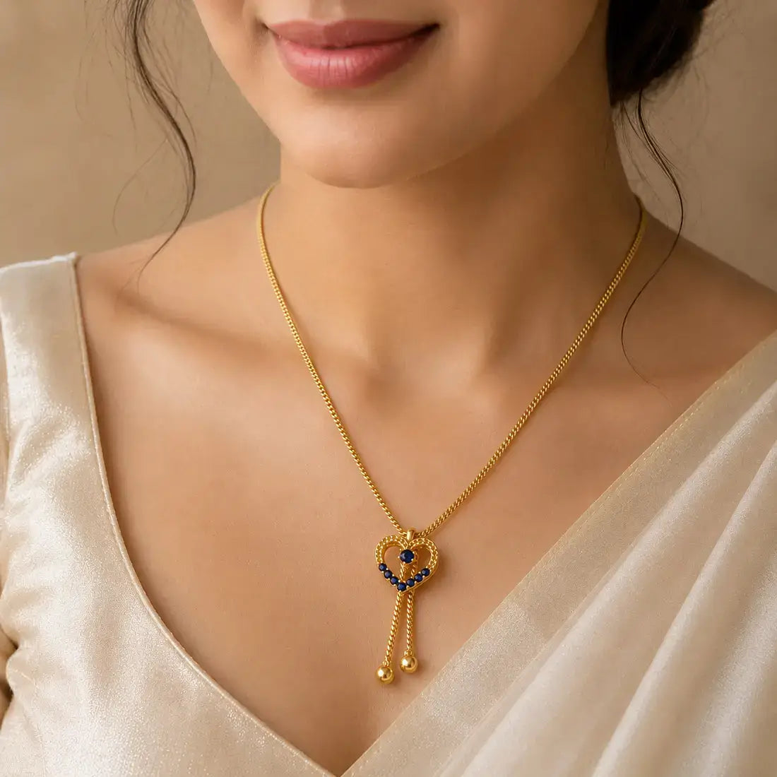 Heart Design Stone Pendant Simple Necklace