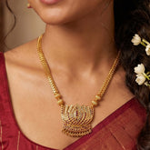 Gold Plated Designer Chain with Big Ruby CZ Lotus Pendant
