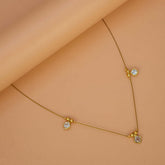 Triple Square-cut CZ Pendants Invisible Chain Necklace - White