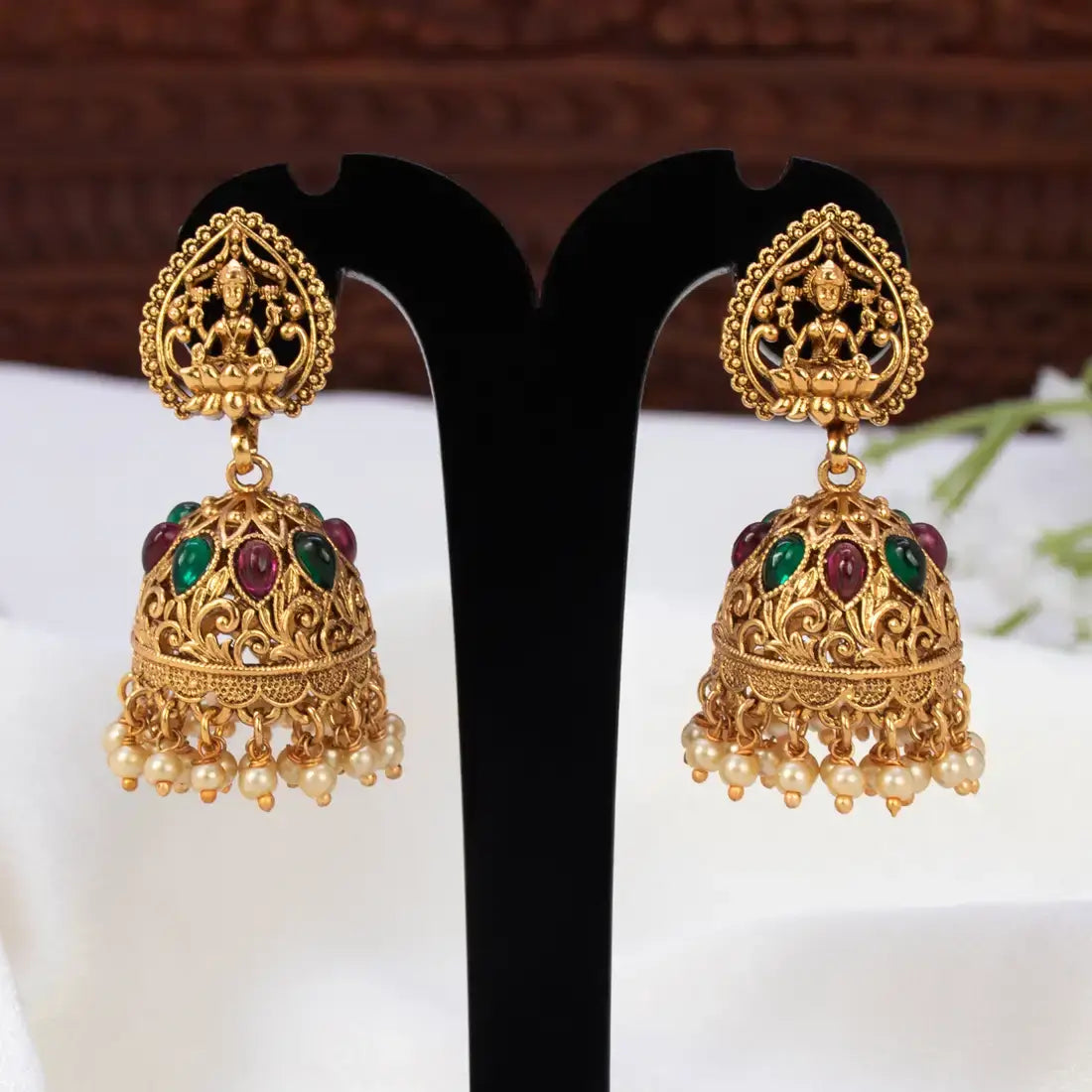 Kemp Stone Antique Lakshmi Jhumka