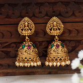 Kemp Stone Antique Lakshmi Jhumka Earrings