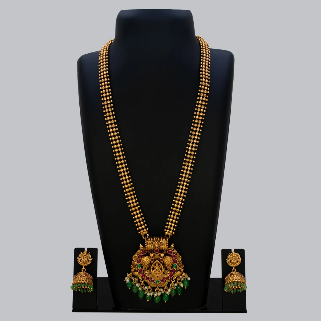 Antique Lakshmi Long Chain Set Bridal & Festive Wear - Multi-colour