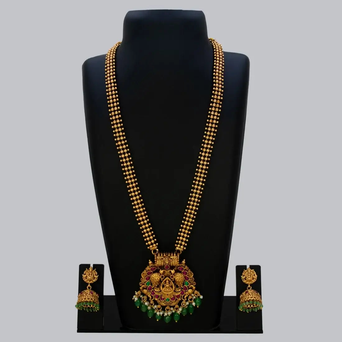 Antique Lakshmi Long Chain Set Bridal & Festive Wear - Multi-colour