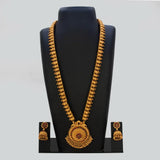Kemp Stone Antique Long Haram Set for Women displayed on a black mannequin with matching earrings.