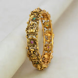Kemp Stone Floral Lakshmi Antique Kada Bangle showcasing intricate floral and medallion designs.