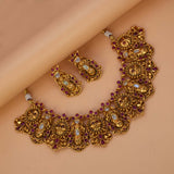 Kemp Stone Matte Gold Temple Necklace Set