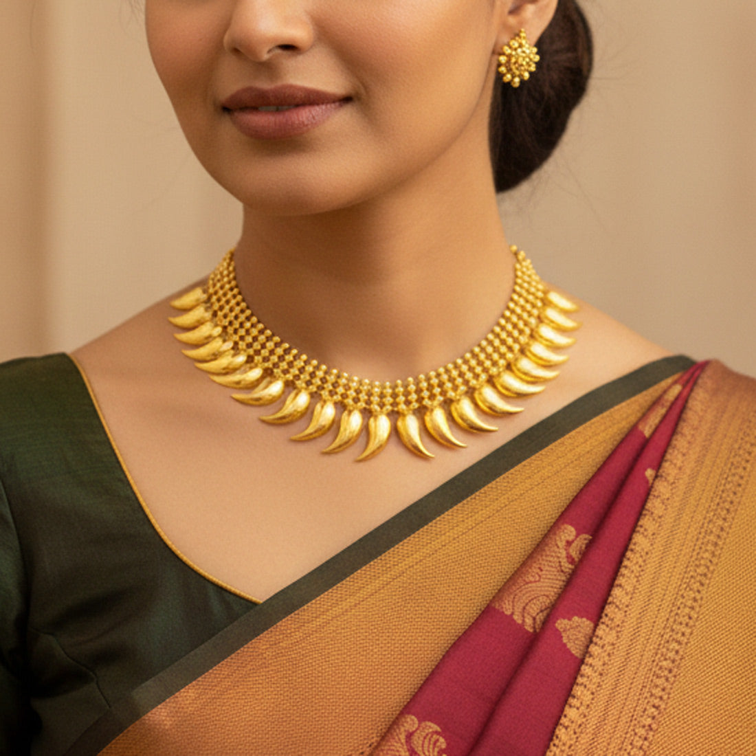 Kerala-Traditional-Gold-Plated-Mango-Choker-Necklace