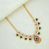 Gold Plated Traditional Palakka Necklace - 4 Stone - K Supreme