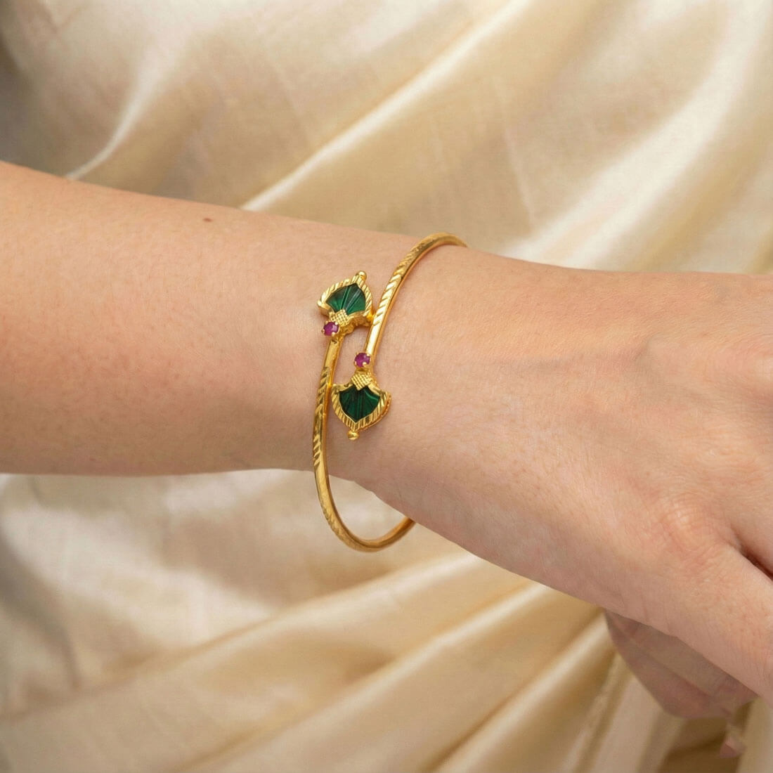 Kerala Gold Plated Open Palakka Bangle Bracelet