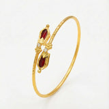 Kerala Traditional Gold Plated Open Nagapadam Bracelet - Red