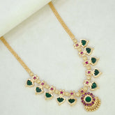 Gold-Plated-Traditional-Indian-Green-Palakka-Necklace-5 Stones