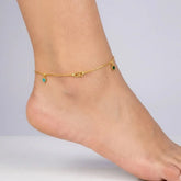 Gold Plated Multi-colour Hearts Charm Anklets