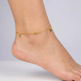 Gold Plated Multi-colour Hearts Charm Anklets