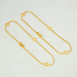 Delicate Gold Plated Star Box Chain Anklets featuring open star charms on a fine gold chain.