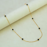 Elegant Black Crystal Gold Plated Box Chain - 18 Inch - K Supreme