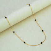 Elegant Black Crystal Gold Plated Box Chain - 18 Inch - K Supreme