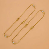 Dual Tone Designer Beads Box Chain Anklets