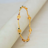 Sleek Lakshmi Kasu Ruby Emerald Stone Bangle