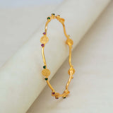 Sleek Lakshmi Kasu Ruby Emerald Stone Bangle