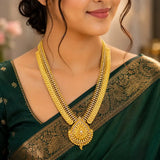 Gold-Plated AD Stone Lakshmi Kasu Haram Necklace
