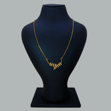 Gold Plated American Diamond Leaf Pendant Necklace displayed on a black bust mannequin.