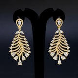 Gold-Plated American Diamond Leaf Earrings