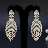 Gold-Plated Long American Diamond Dangler Earrings