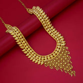 Elegant Gold Plated Bridal Mango Long Necklace showcasing intricate mango motif and traditional design.