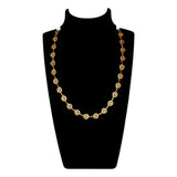 Marvelous Gold Plated Round Stone Necklace displayed on a bust form, showcasing its adjustable link chain and dazzling design.