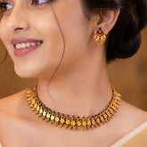 Antique Kemp Stone Peacock Elakkathali Choker Set