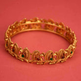 Matte Gold Plated Multi-Colour Stone Peacock Bangle