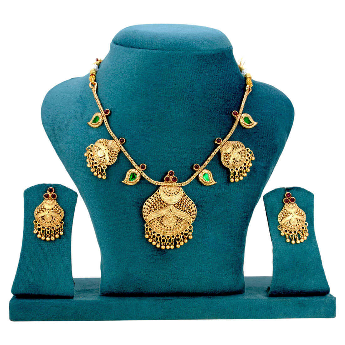 Matte-Gold-Plated-Traditional-Necklace-Set-Dmo