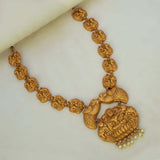 Matte Nagas Peacock Lakshmi Temple Necklace featuring intricate designs and Goddess Lakshmi centerpiece.