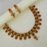 Matte Gold Plated Multi-Colour Stone Necklace Set