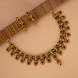 Matte Gold Plated Multi-Colour Stone Necklace Set