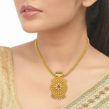 मैट फ़िनिश बॉल चेन रूबी पेंडेंट नेकलेस