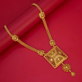 Matte Gold Plated Traditional Square Pendant Necklace