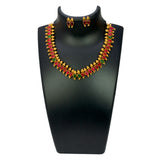 Multi-colour Kemp Stone Antique Mango Necklace Set