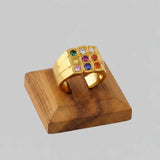 Men's Gold-plated Navaratna Finger Ring