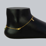 Gold Plated Box Chain Stone Charm Anklets - Multi
