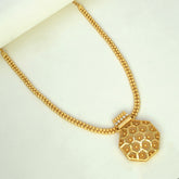Octagon Matte Gold Floral CZ Pendant Necklace