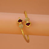 Gold Plated Floral CZ Stones Open Palakka Bangle
