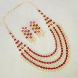 Breathtaking Gold-Plated Ruby CZ Stone Layered Necklace Set