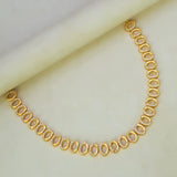 Gold Plated Oval CZ Stone Necklace featuring sparkling cubic zirconia in a gold finish.