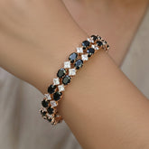 OvalBlackandSquareWhiteCZRoseGoldPlatedBangles