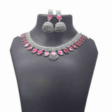 Oxidised german silver enamel mango choker set