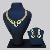 CZ Stone Necklace Set featuring gold-plated design with emerald green stones, perfect for parties and weddings.