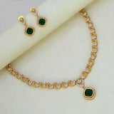 Alluring Gold Plated Peacock Cubic Zirconia Necklace Set