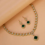 Alluring Gold Plated Peacock Cubic Zirconia Necklace Set